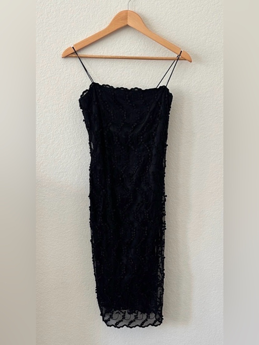 BCBGMaxAzria Black Lace Overlay Slip Dress - size 6